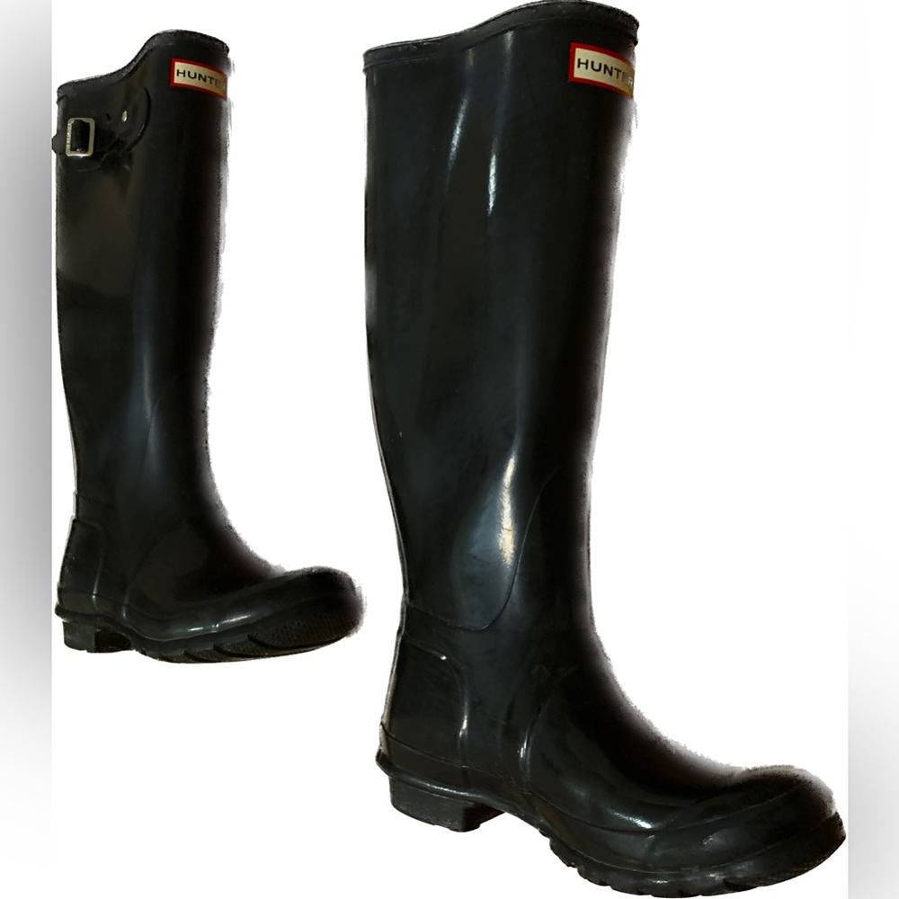 Hunter Classic Gloss Black Tall Rain All Weather boots Women’s US 7 EXCELLENT - Picture 5 of 13